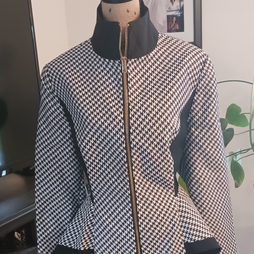 Nubiano 2pc Houndstooth Black and White Skirt Suit 18W